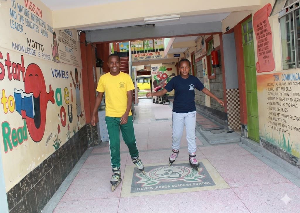 Students participating in sports and skating activities